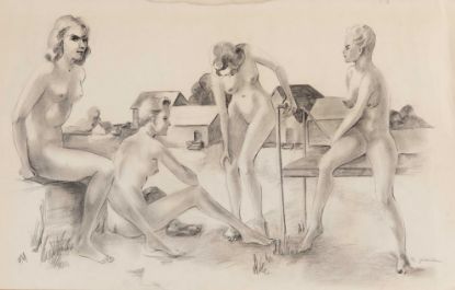 Picture of 4 nudes in field