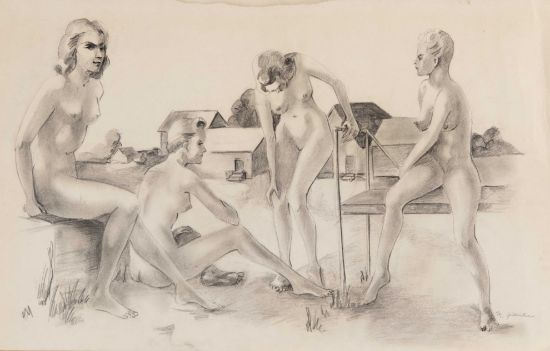 Picture of 4 nudes in field